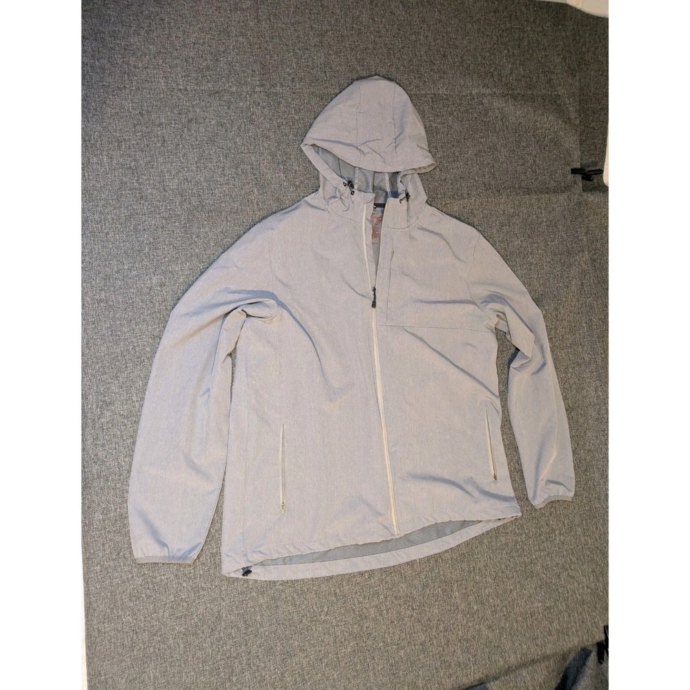 Swiss Tech Men's Jacket Light Gray XL Full-Zip Outdoor Wind Hooded Mid Length